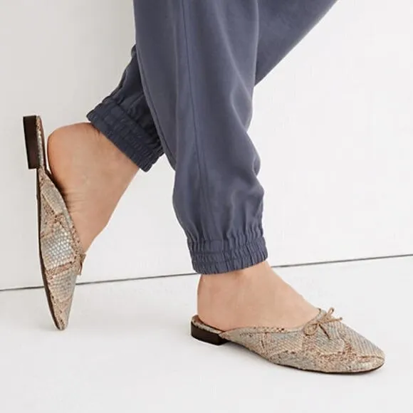 NEW Madewell The Adelle Ballet Mule in Snake Embossed Leather