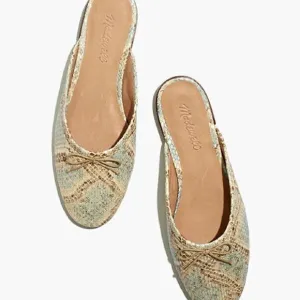 NEW Madewell The Adelle Ballet Mule in Snake Embossed Leather