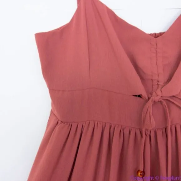 NEW Madewell Ruched Keyhole Tiered‎ Midi Dress, Vintage Quartz