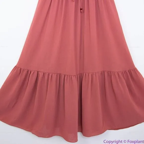 NEW Madewell Ruched Keyhole Tiered‎ Midi Dress, Vintage Quartz