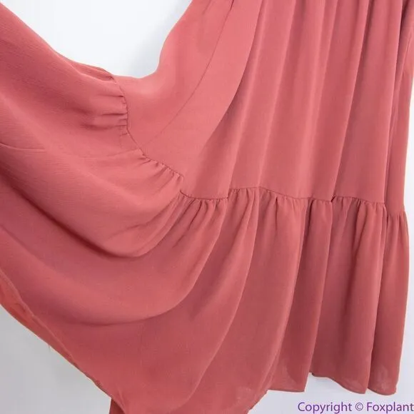 NEW Madewell Ruched Keyhole Tiered‎ Midi Dress, Vintage Quartz