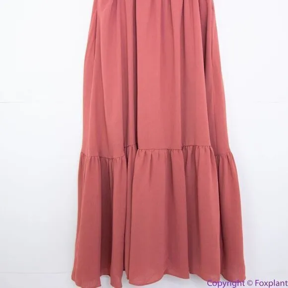 NEW Madewell Ruched Keyhole Tiered‎ Midi Dress, Vintage Quartz