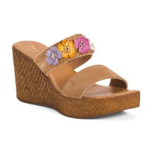 NEW MARIELLA Made In Italy Suede Wedge Sandals Beige 362mn