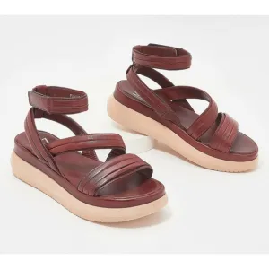 New Miz Mooz Punk Leather Asymmetrical Strap Sandals Bordeaux EU 37 US 6.5-7