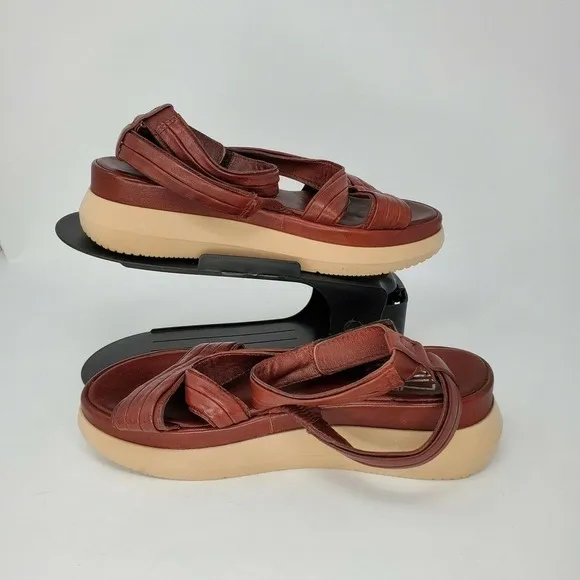 New Miz Mooz Punk Leather Asymmetrical Strap Sandals Bordeaux EU 37 US 6.5-7