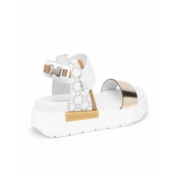 NEW NEROGIARDINI corda sandals in gold/white