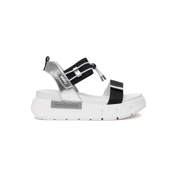 NEW NEROGIARDINI women's t.mikebis sandal in black/silver