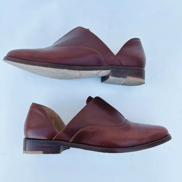 New Nisolo Women’s Emma Oxford D’Orsay Flats Shoes Brandy Brown Tan 6.5 Leather