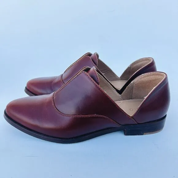 New Nisolo Women’s Emma Oxford D’Orsay Flats Shoes Brandy Brown Tan 6.5 Leather