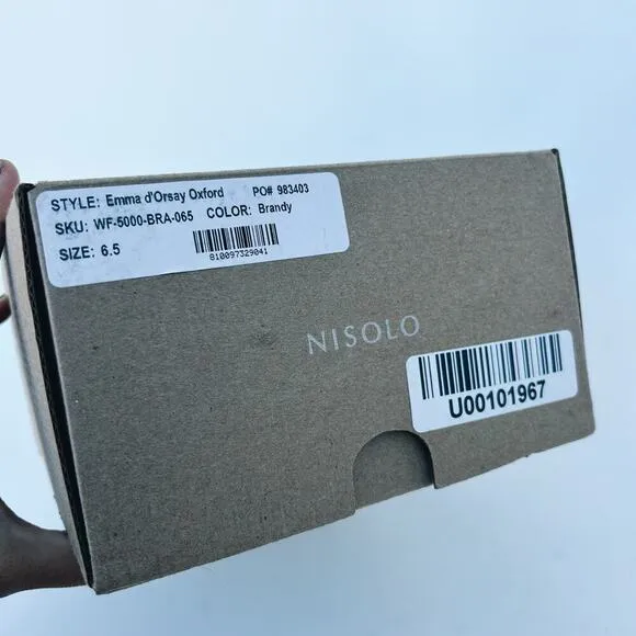 New Nisolo Women’s Emma Oxford D’Orsay Flats Shoes Brandy Brown Tan 6.5 Leather