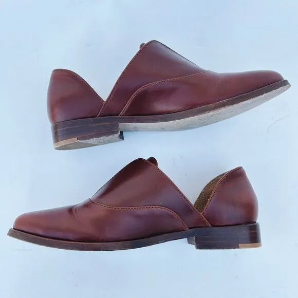 New Nisolo Women’s Emma Oxford D’Orsay Flats Shoes Brandy Brown Tan 6.5 Leather