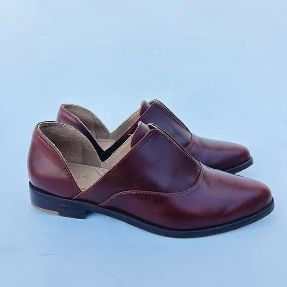 New Nisolo Women’s Emma Oxford D’Orsay Flats Shoes Brandy Brown Tan 6.5 Leather