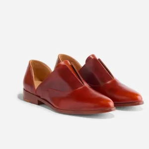 New Nisolo Women’s Emma Oxford D’Orsay Flats Shoes Brandy Brown Tan 6.5 Leather
