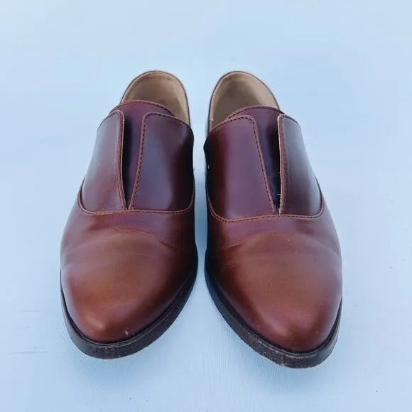 New Nisolo Women’s Emma Oxford D’Orsay Flats Shoes Brandy Brown Tan 6.5 Leather