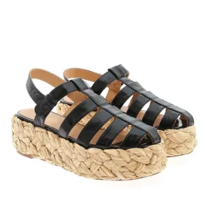 New Paloma Barcelo Truvi Patent Leather Strap Platform Espadrille Sandal Size 38