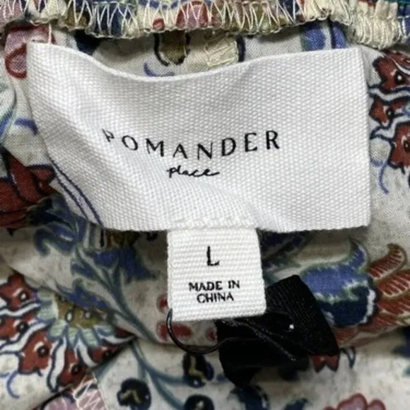 NEW POMANDER Womens Shorts Cream Beige/Multi Size Chintz Nova Floral Size L