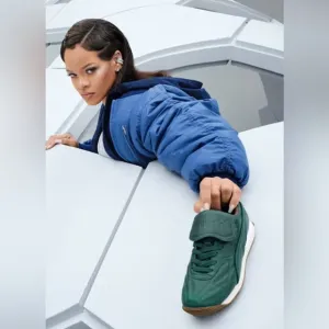 New Puma Avanti L Rihanna Fenty Dark Myrtle Logo Debossed Low-Top Sneakers sz 7