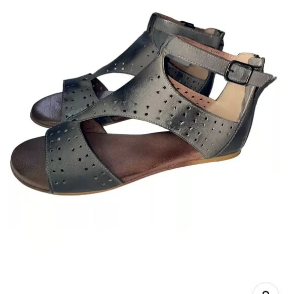 NEW ROAN by Bed Stu Kit Cutout Bosco Grey Gladiator Sandals Leather Size 8.5