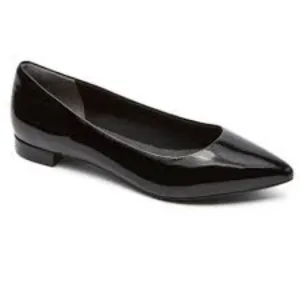 NEW ROCKPORT TOTAL MOTION ADELYN BALLET FLATS BLACK PATENT LEATHER 6W (WIDE)