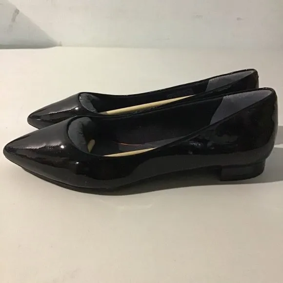 NEW ROCKPORT TOTAL MOTION ADELYN BALLET FLATS BLACK PATENT LEATHER 6W (WIDE)