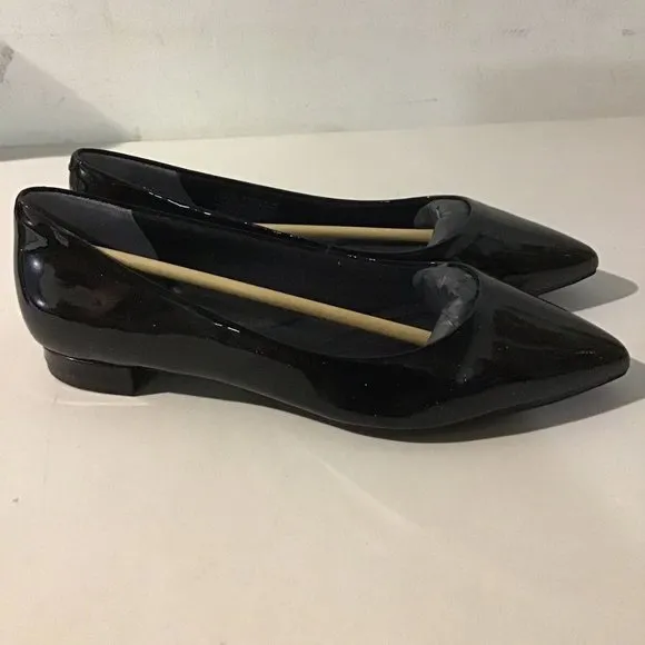 NEW ROCKPORT TOTAL MOTION ADELYN BALLET FLATS BLACK PATENT LEATHER 6W (WIDE)