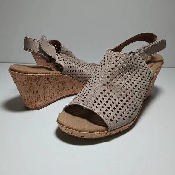New Rockport Women's Briah Perf Sling Wedge Sandals Size 10