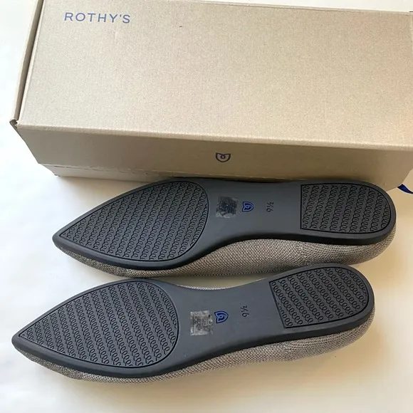 NEW Rothys Silver Metallic Captoe ballet flats points