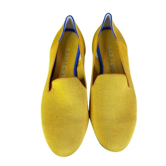 NEW Rothy’s The Almond Flat Yellow Knit Stripe Slip-On Shoes Size 8.5