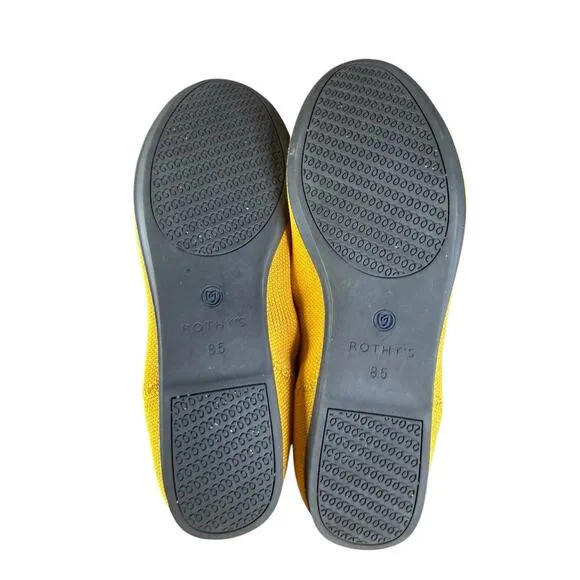 NEW Rothy’s The Almond Flat Yellow Knit Stripe Slip-On Shoes Size 8.5
