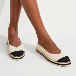 NEW Rothy's Women's The Espadrille Boardwalk Flats in Cream and Black, Size 9.5