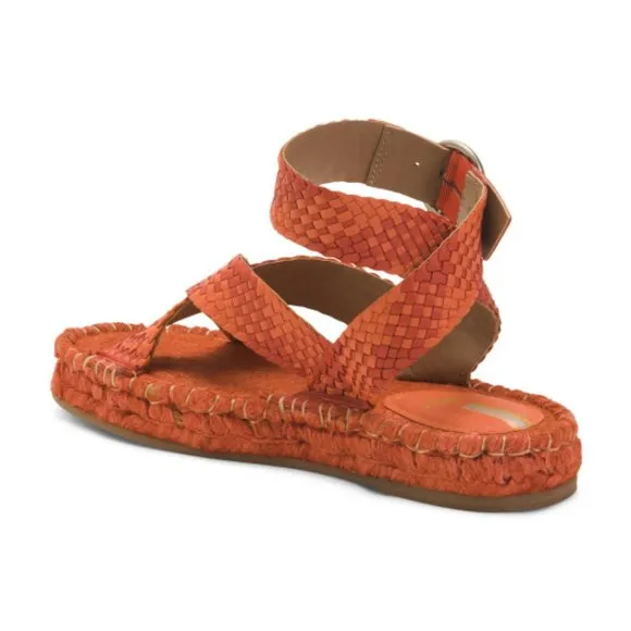 NEW SAM EDELMAN Dakota Braided Leather Sandals poppy color 462tn