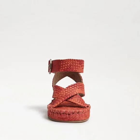 NEW SAM EDELMAN Dakota Braided Leather Sandals poppy color 462tn
