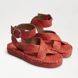 NEW SAM EDELMAN Dakota Braided Leather Sandals poppy color 462tn