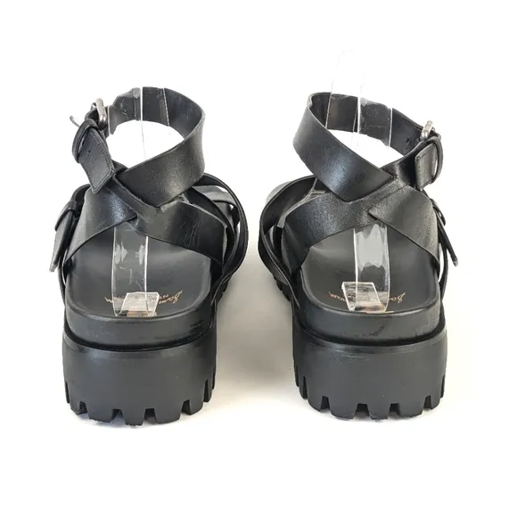 NEW Sam Edelman Eleanora Ankle Strap Gladiator Lug Sole Black Sandal Size 9