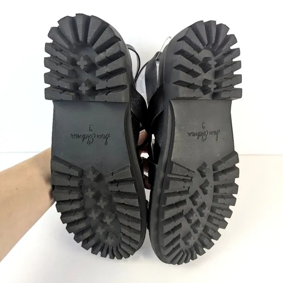NEW Sam Edelman Eleanora Ankle Strap Gladiator Lug Sole Black Sandal Size 9