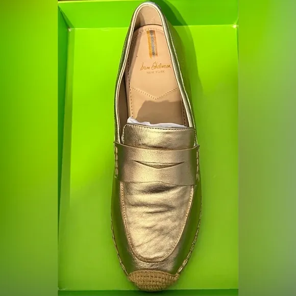 NEW- Sam Edelman Women's Kai Loafer Flat SIZE: 10.5  COLOR: Gold