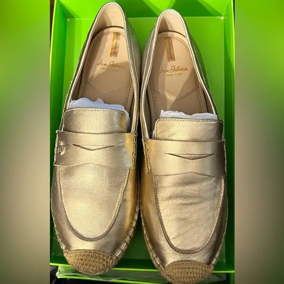 NEW- Sam Edelman Women's Kai Loafer Flat SIZE: 10.5  COLOR: Gold