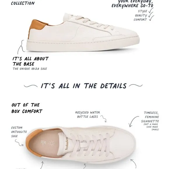 NEW SOLUDOS Leather The Ibiza Sneakers Platinum for women 245 3M4