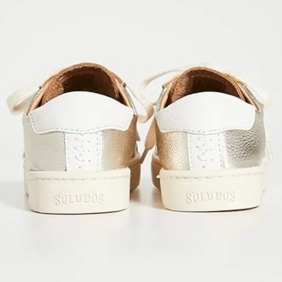 NEW SOLUDOS Leather The Ibiza Sneakers Platinum for women 245 3M4