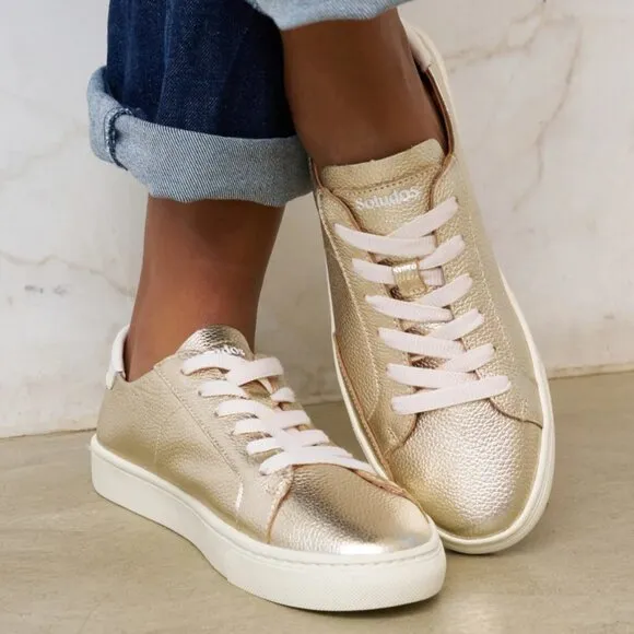 NEW SOLUDOS Leather The Ibiza Sneakers Platinum for women 245 3M4