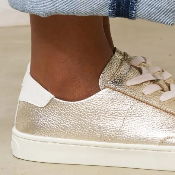 NEW SOLUDOS Leather The Ibiza Sneakers Platinum for women 245 3M4
