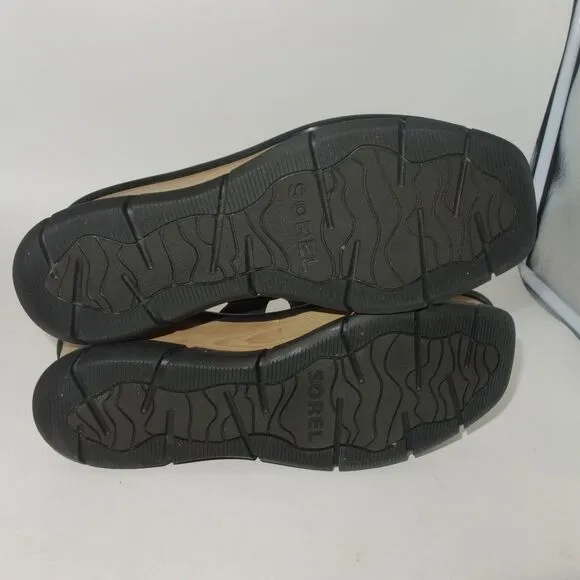NEW Sorel Joanie III Platform Ankle Strap Sandals Women's 9.5 Black Leather