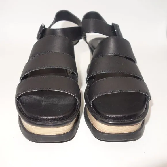 NEW Sorel Joanie III Platform Ankle Strap Sandals Women's 9.5 Black Leather