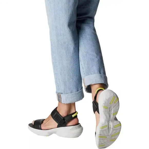 NEW Sorel Size 8.5 Women's Explorer Blitz Leather Sandals - Black/ Moonstone