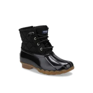 New Sperry Saltwater Nylon Quilt Kids Black Duck Boots Size 4M