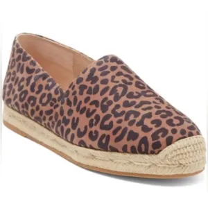 New Stuart Weitzman  Cappucino Leopard Animal Print Mykonos Espadrille Flats 5.5