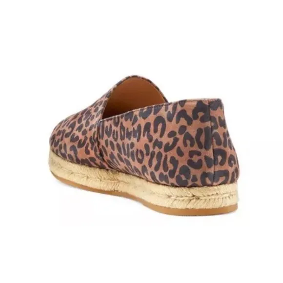 New Stuart Weitzman  Cappucino Leopard Animal Print Mykonos Espadrille Flats 5.5