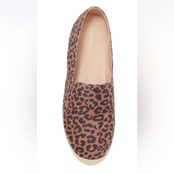 New Stuart Weitzman  Cappucino Leopard Animal Print Mykonos Espadrille Flats 5.5