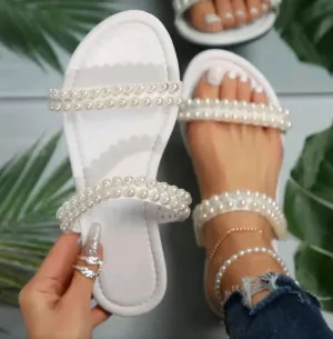 New Summer &amp; Autumn White Round Toe Women'S Slippers