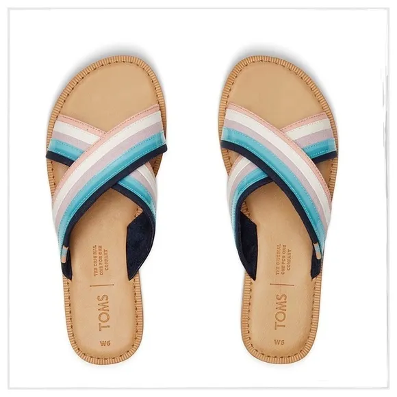 NEW Toms Canvas Translucent Stripe Women's Viv Sandals Size 9